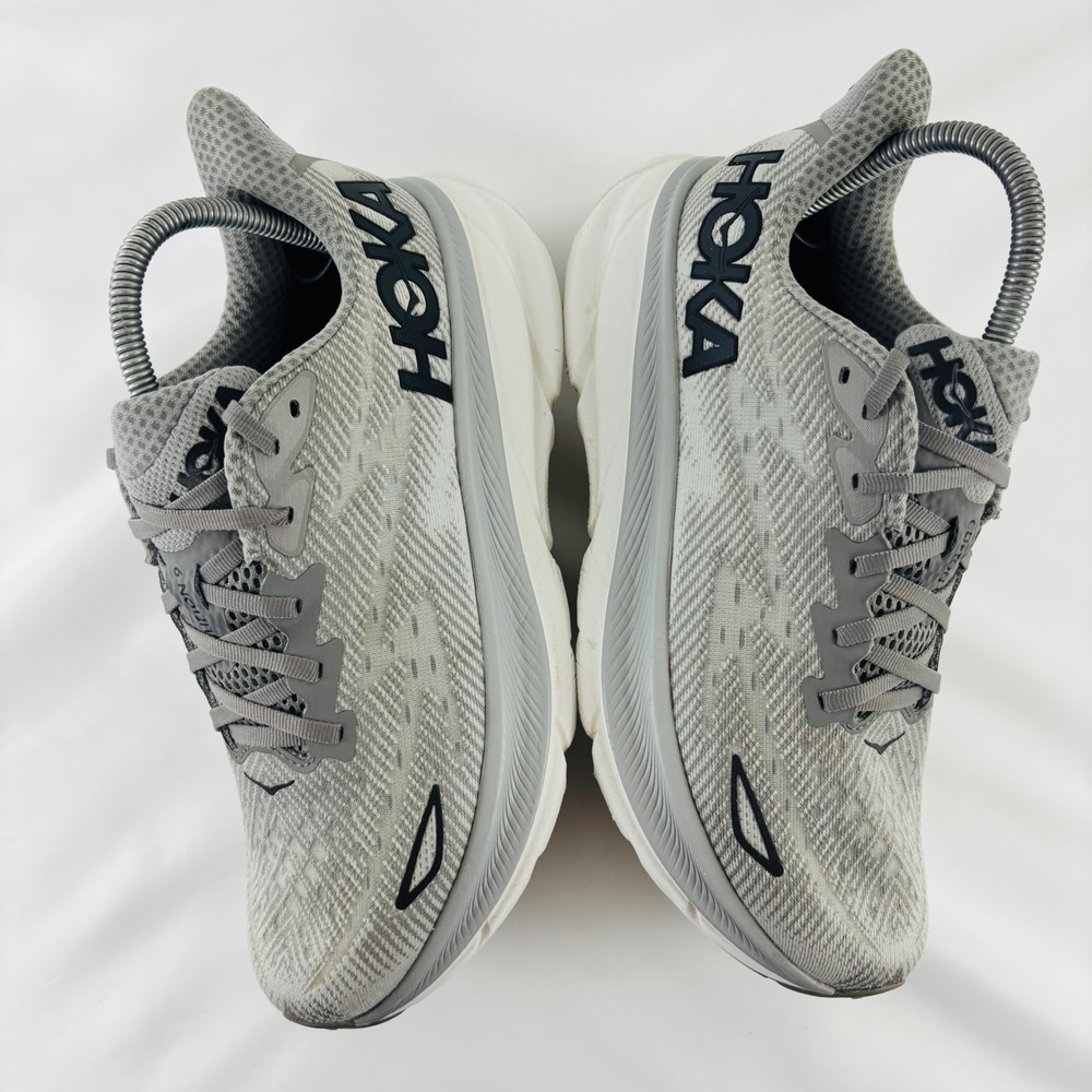 Hoka One One Clifton 9 Mens Size 9D Harbor Grey White Running Shoes 1127895 HMBC - Picture 6 of 12